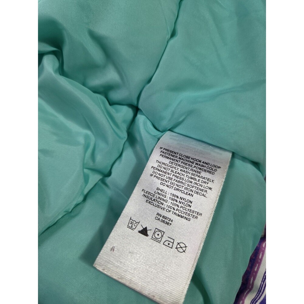 Columbia Girls Hooded Puffer Jacket Purple Teal Stripe Insulated Winter Coat XS - Picture 9 of 12